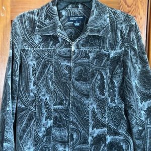 Jones New York Gray Paisley Velvet Jacket Medium